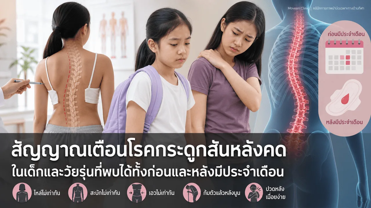 สัญญาณเตือนสันหลังคดในเด็กและวัยรุ่นที่พบได้ก่อนและหลังมีระดู